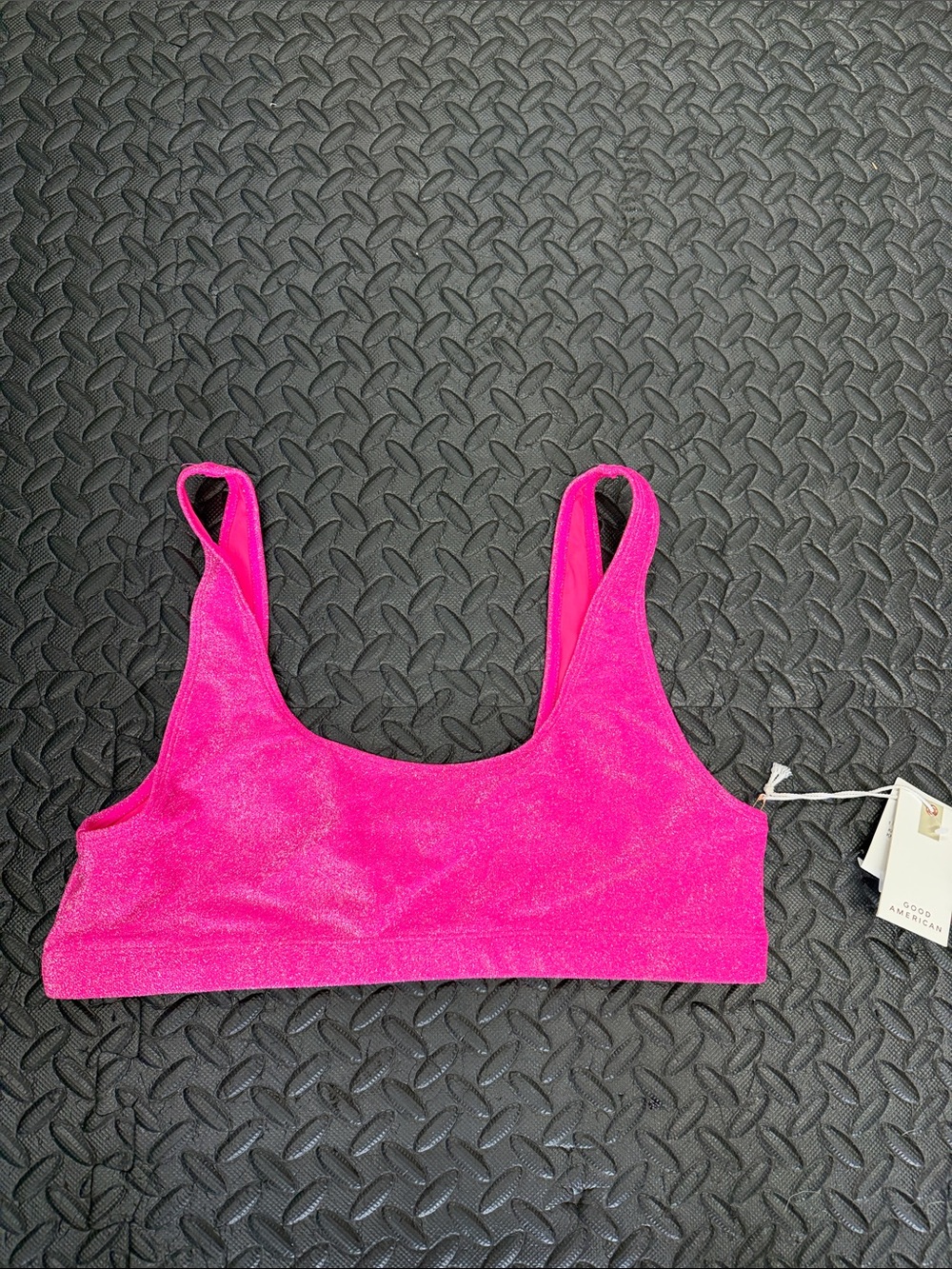 Good American Hot Pink Scoop Bikini Top